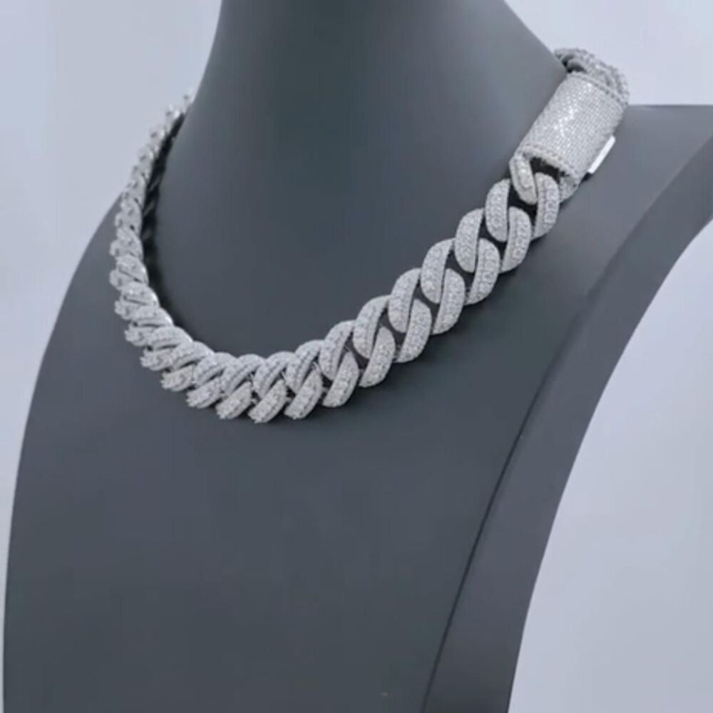 Silver Iced Out Cuban Chain